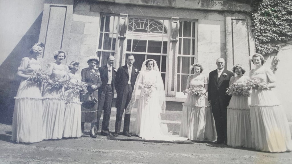 wedding photo June Deane-Drake and James Stewart 1949